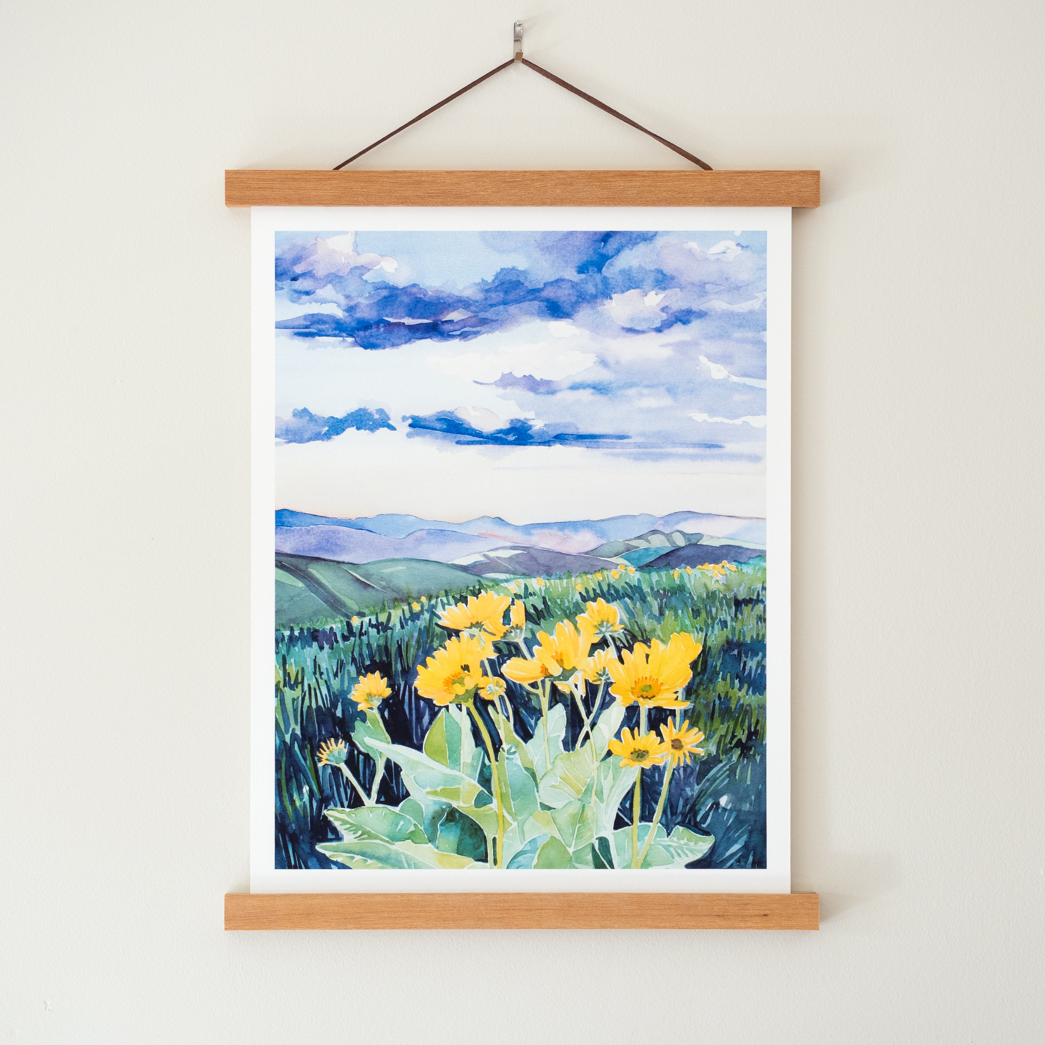 Arrowleaf Balsamroot in the Methow - Watercolor Print with Hanger