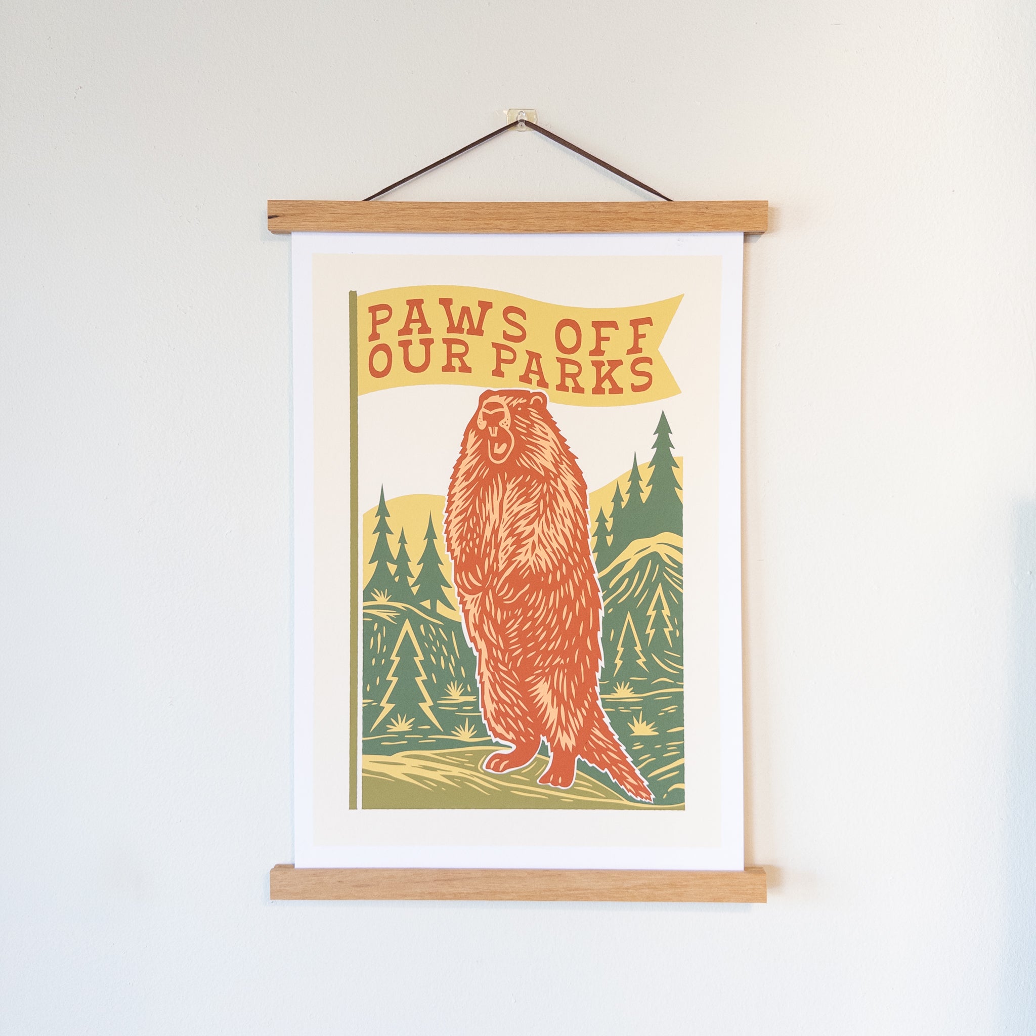 Paws Off Our Parks Marmot Print with Magnetic Wall Hanger