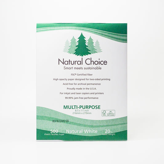 Natural Choice 8.5" x 11" Sustainable Printer Paper - One Ream (500 Sheets)